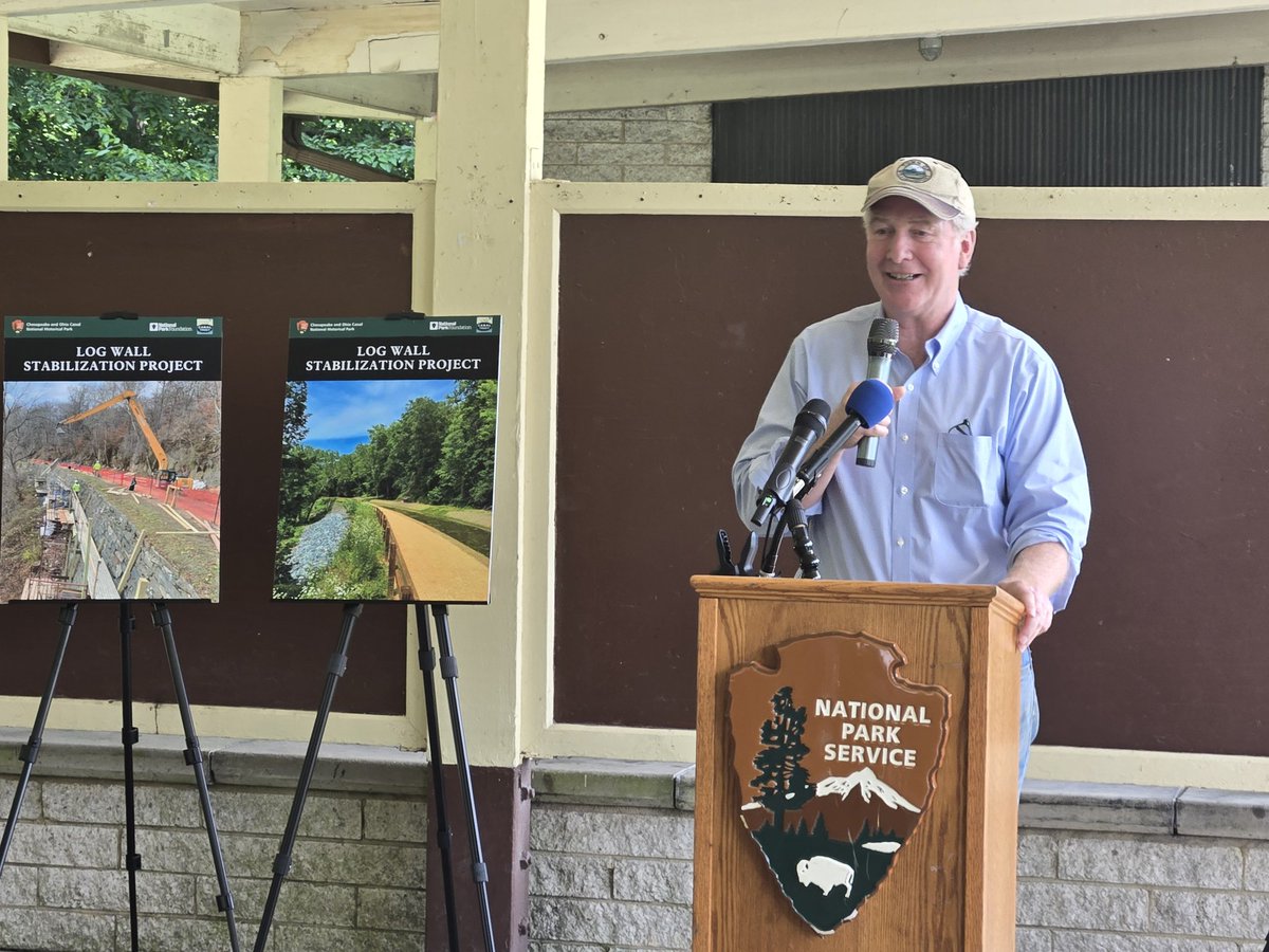 SuzannePollak's tweet image. U.S. Sen. Chris Van Hollen joins the ribbon cutting Friday for the 200-year-old “Log Wall” along the C&O Canal towpath. @mymcmedia @chrisvanvhollen @RepAprilDelaney