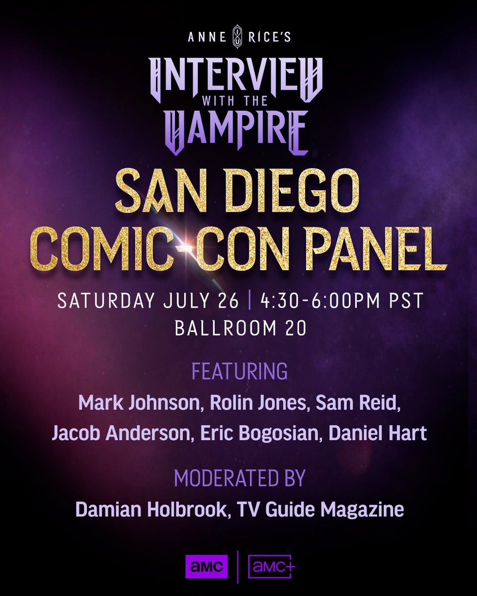 AMCsAnneRice's tweet image. Anne Rice's Immortal Universe is returning to San Diego.
Join us at #SDCC25 for the official #InterviewWithTheVampire and #TALAMASCA: The Secret Order panels, moderated by TV Guide Magazine's Damian Holbrook, July 26 starting at 4:30pm PT in Ballroom 20.