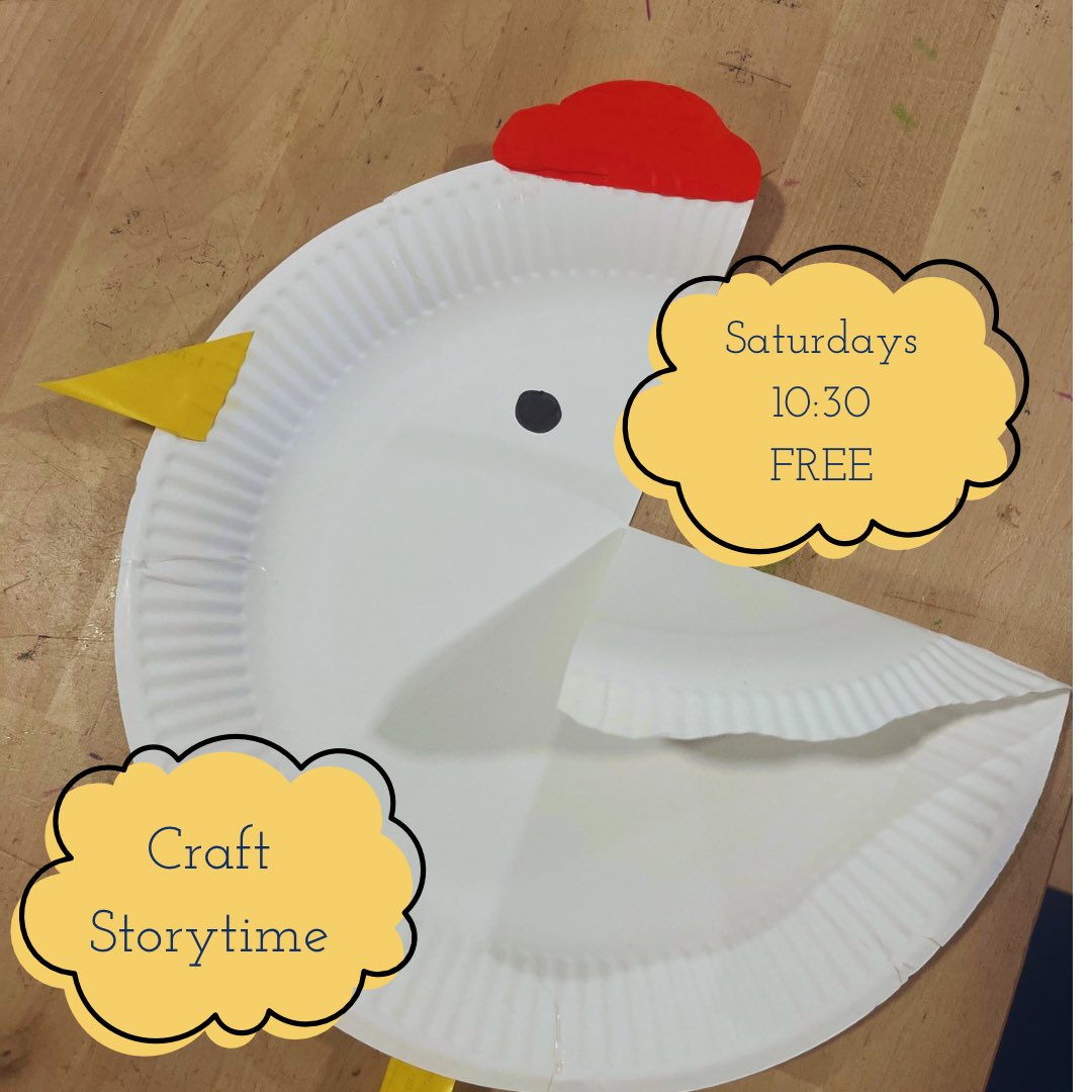 Did you know we do FOUR free storytimes a week? Tomorrow morning will include this simple chicken craft too 🐣