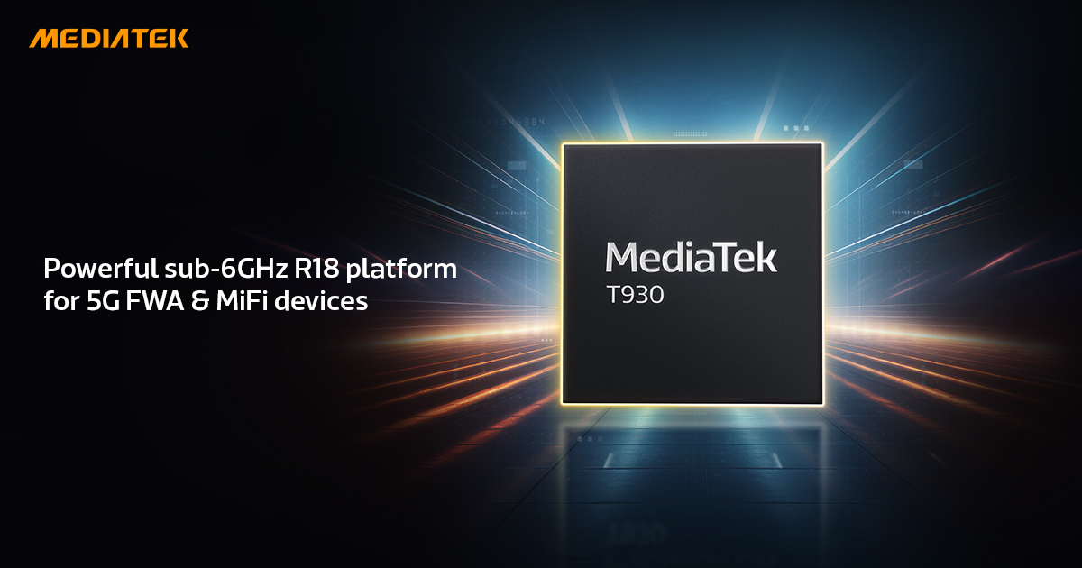 The #MediaTekT930 is for next-gen connectivity. This powerful sub-6GHz R18 platform is built for 5G FWA &amp; mobile hotspot devices. The T930 features first-to-market modem optimizations,  3GPP Release 18 Specification, Powerful quad-core CPU w/ dedicated networking engine &amp; more.