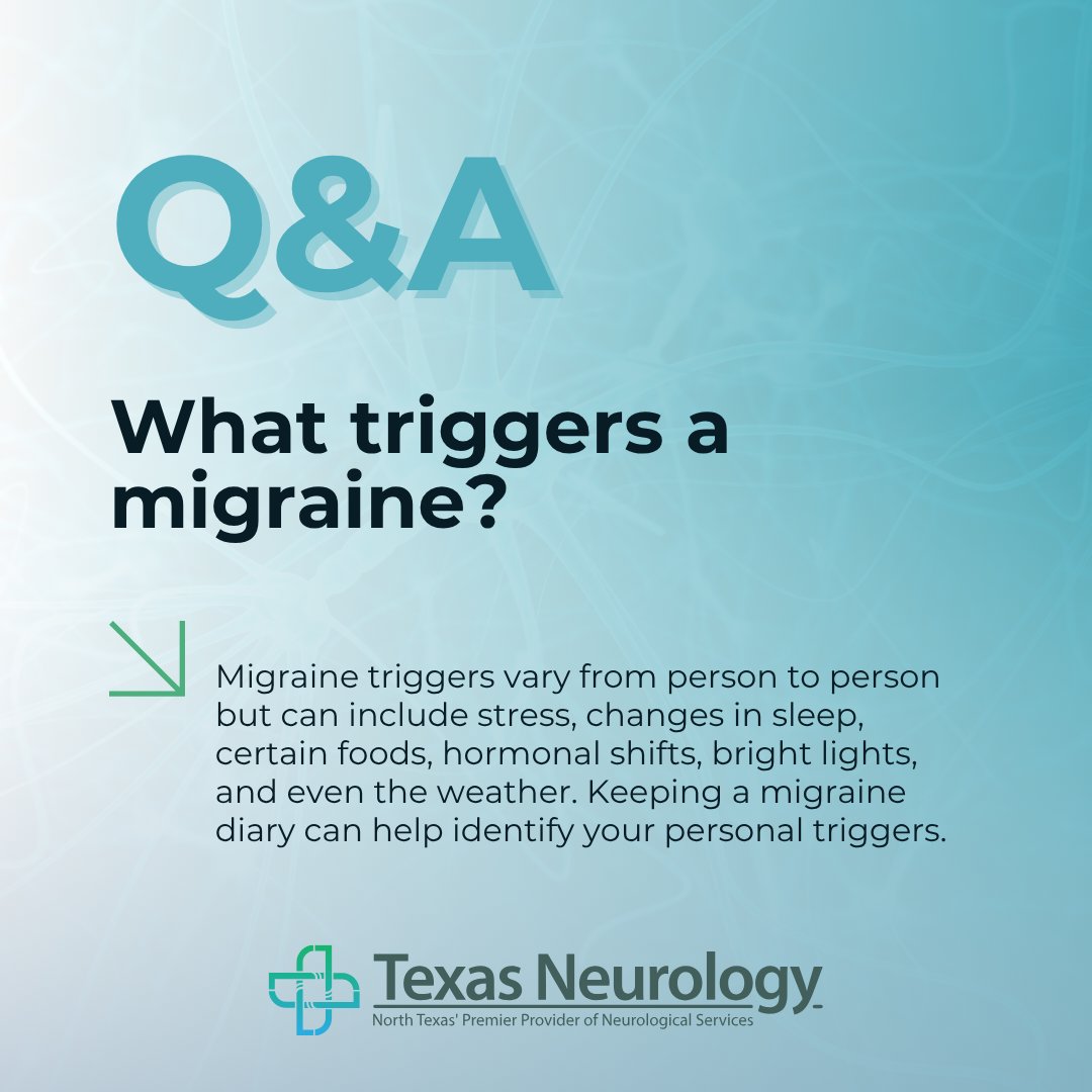 TexasNeurology's tweet image. Migraine triggers aren’t the same for everyone, but common culprits include stress, sleep changes, and even weather shifts. Keeping track of your symptoms can help you find patterns and avoid attacks. 🧠💥
