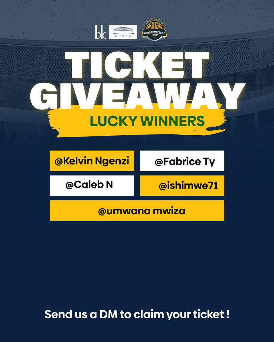 Congratulations to our lucky winners🫶🏿🎉

<a href="/Ishimwe71/">Be Kind 😎✊</a> 
<a href="/umwanaMwiza00/">umwana mwiza</a> 

Please DM us to claim your tickets.

#BkArenaIsYours
#BkArenaNiyawe
#betpawaplayoffs
