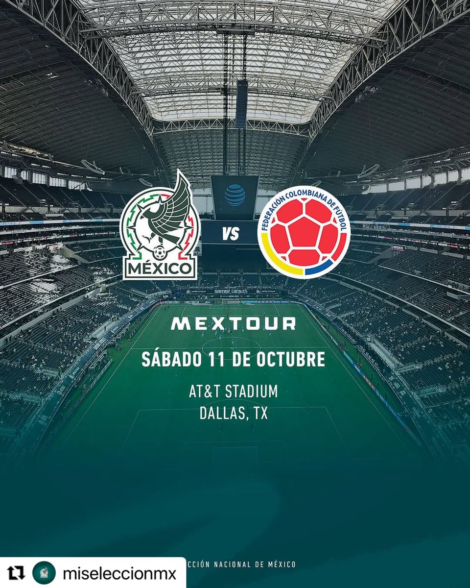 VisitaDallasTx (@visitadallastx) on Twitter photo ¡Los campeones de la copa oro llegan a Dallas para el partido México vs. Colombia en el #ATTStadium este octubre! ⚽️
¡Consigue tus boletos a partir de este viernes!
Repost: @attstadium <a href="/miseleccionmx/">Selección Nacional</a> ¡Los campeones de la copa oro llegan a Dallas para el partido México vs. Colombia en el #ATTStadium este octubre! ⚽️
¡Consigue tus boletos a partir de este viernes!
Repost: @attstadium <a href="/miseleccionmx/">Selección Nacional</a>