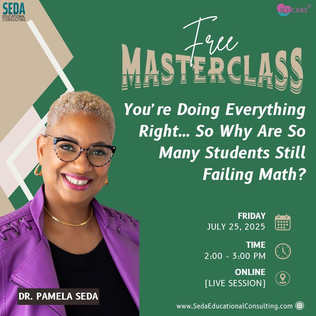 pamseda1's tweet image. 📉 Smarter Teaching Doesn’t Always Equal Stronger Outcomes.
💥 It’s time to move beyond surface-level solutions.
🎓 Free Masterclass for School Leaders
📆 July 25 at 2:00 PM EST
🔗sedaeducationalconsulting.com/masterclass-re…
#Choosing2See #ICUCARE #dbc_inc #MathMasterclass #MathEducation #MathPD