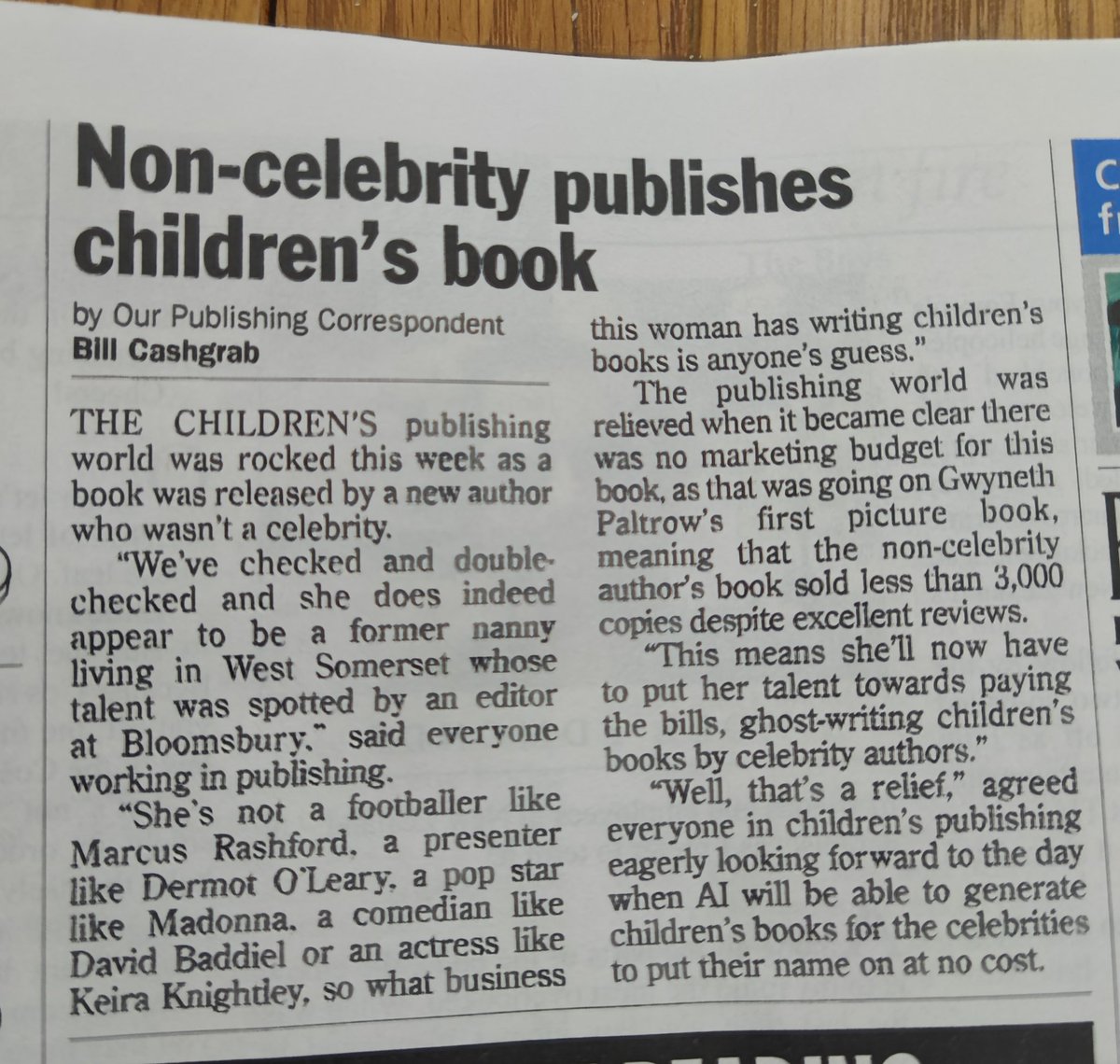 Spotted this in the current edition of Private Eye, and thought you might enjoy it! 😃