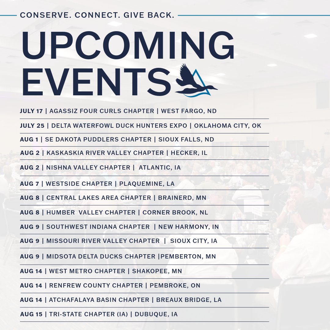 Exciting things are happening in your backyard! From local banquets to conservation projects, Delta Waterfowl events are a great way to connect, give back, and make a real impact for ducks and hunters.

Get involved today 👉 deltawaterfowl.org/events

 #TheDuckHuntersOrganization
