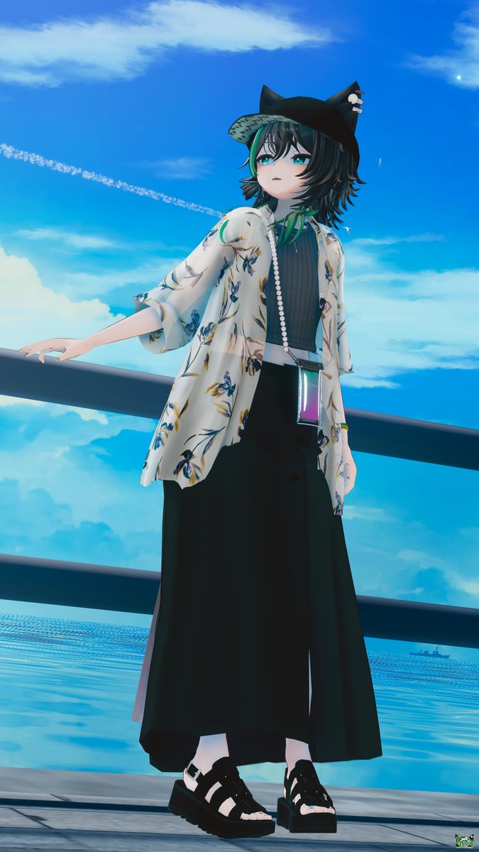 kunhiro0715w's tweet image. \\夏服コーデ//
透明感のあるシャツに、タンクトップ、スリットスカートで涼しさUP✨
全体的にモノクロだけど、シャツの柄がいいアクセントになってくれてます😌
このシャツは半透明になるように調整しました🙌
#一色晴 #アンドエスティメタバース #MDLR #OrigamiUnicorn #R_Coco #COSMICコーデ…