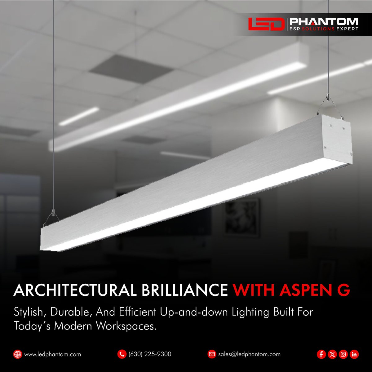 LED_Phantom's tweet image. 🏙️ Style your space with ASPEN G—architectural lighting that speaks elegance. #ASPENG #ArchitecturalLED #LinearStrip #DesignLighting #LPDInnovations