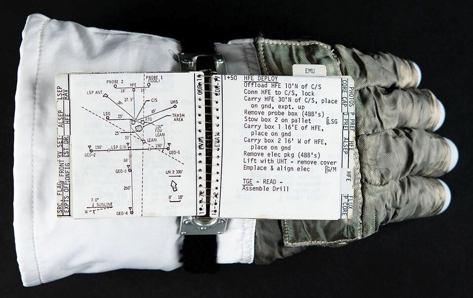 Apollo astronauts wore these “cuff checklists” strapped to their wrists.
Packed with maps, steps, and reminders, they were mini mission control; right at hand when bulky gloves made flipping through manuals impossible.
