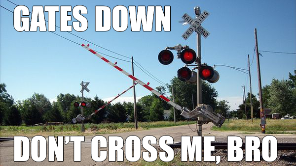 OL_NC's tweet image. Never Drive around Lowered Gates! If the gates start to come down as you're crossing, keep going! NEVER stop on #RailroadTracks! #AlwaysExpectATrain #RailSafety #NCSHP #NCGHSP #NCRR #SeeTracksThinkTrain