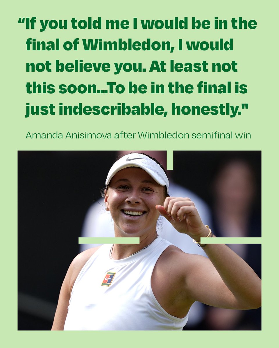 OnHerTurf's tweet image. Amanda Anisimova took time away from tennis in 2023 to address her mental health. Now, her amazing comeback has her in the final at Wimbledon.
