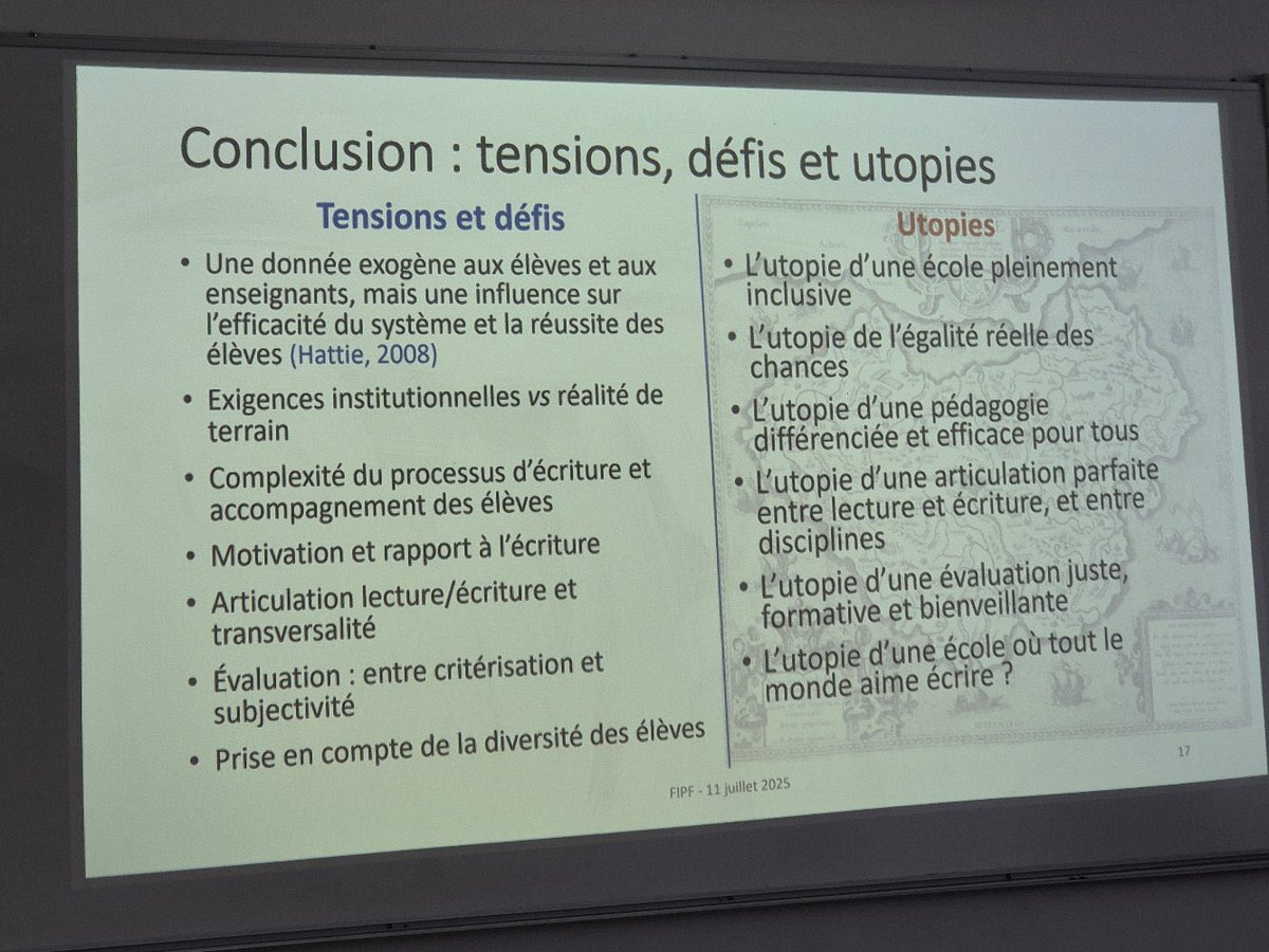 cafepedagogique's tweet image. Au suivant ! 1/4 de siècle de programmes sur l’écriture au cycle 3. Atelier #fpif2025 avec D. Ulma et K. Similovsky : passionnants éclairages sur les tensions entre ce que dit la recherche sur l’écriture et un système scolaire normatif et sélectif.