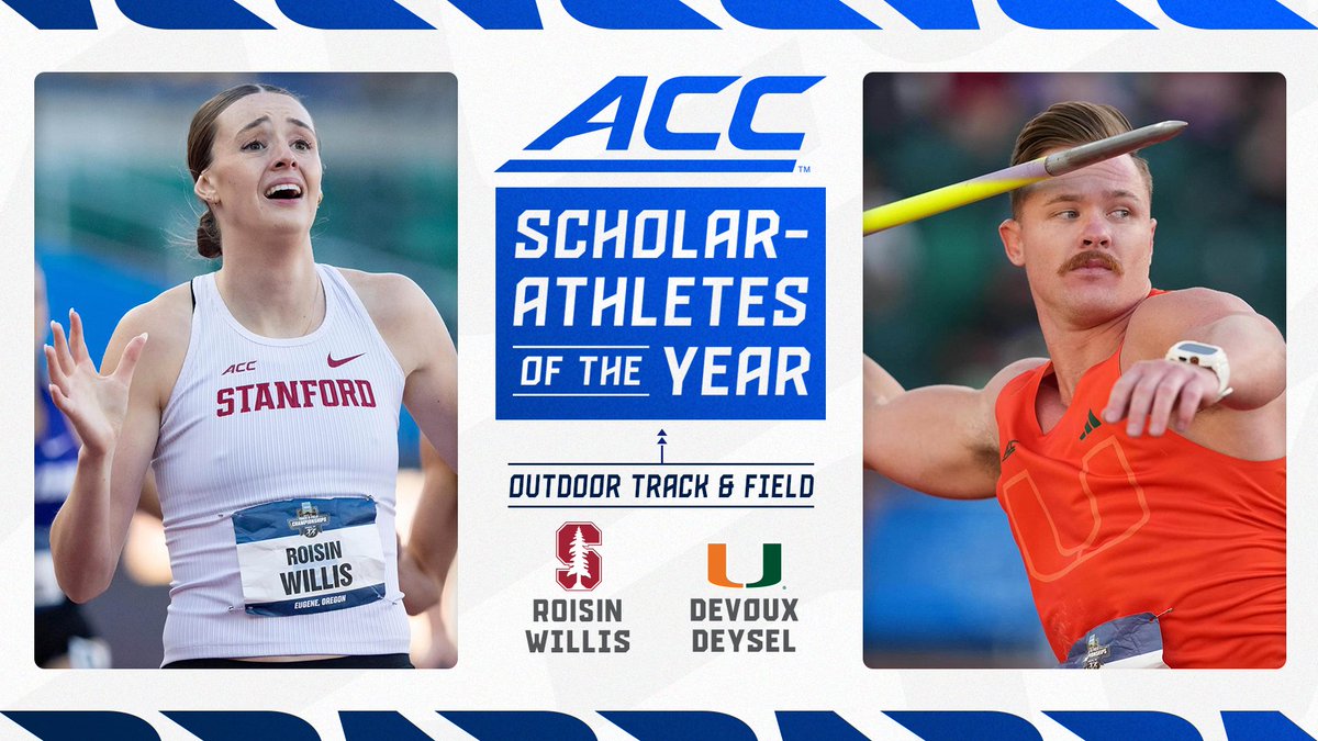 theACC's tweet image. 𝐒𝐂𝐇𝐎𝐋𝐀𝐑-𝐀𝐓𝐇𝐋𝐄𝐓𝐄𝐒 𝐎𝐅 𝐓𝐇𝐄 𝐘𝐄𝐀𝐑 💨
Roisin Willis, @StanfordXCTF
Devoux Deysel, @CanesTrack
🔗 theacc.co/25OTFallacad