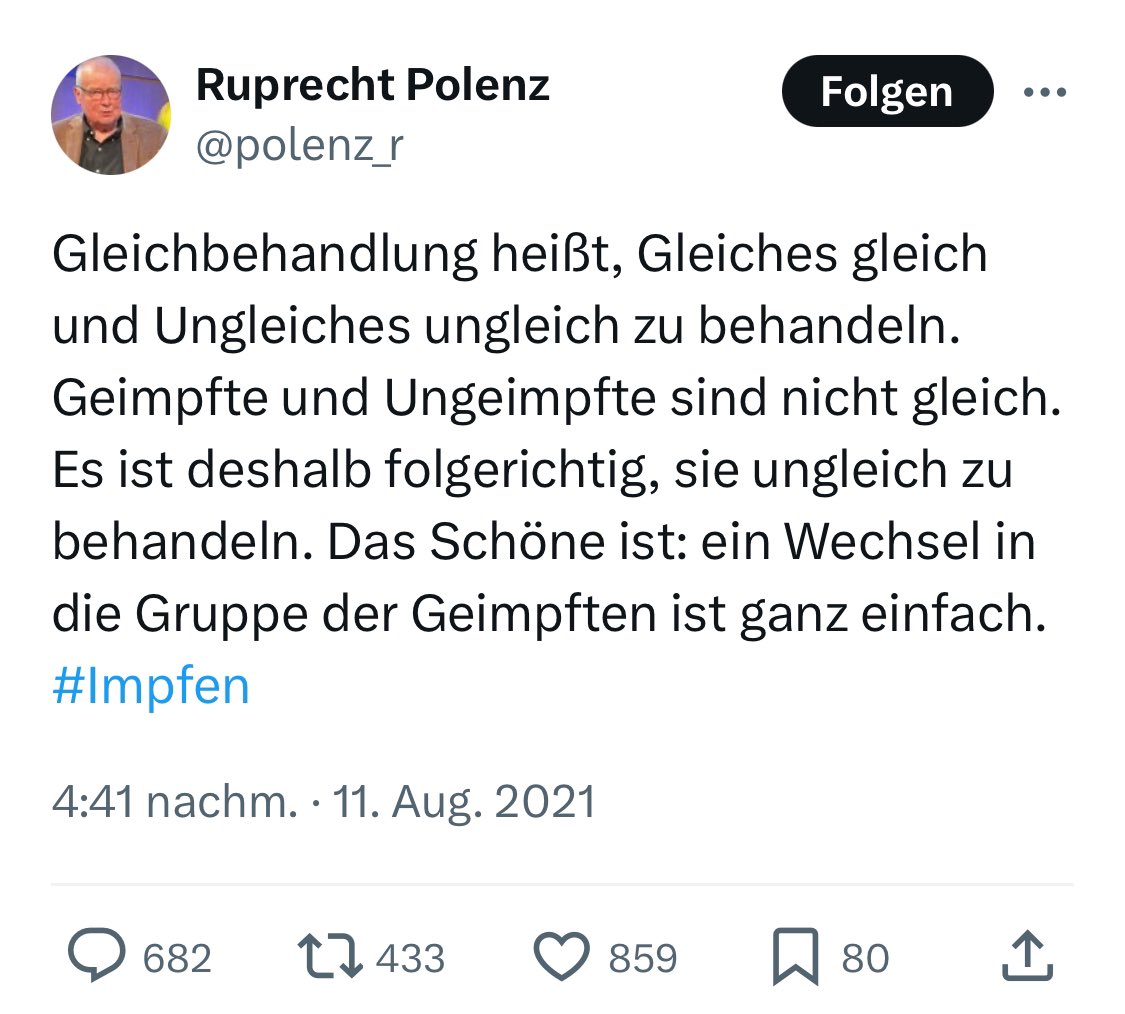 Adam Goldschnitt (@a_goldschnitt) on Twitter photo <a href="/polenz_r/">Ruprecht Polenz</a> Wann entschuldigen Sie sich bei Millionen Ungeimpften?
Dachte ich es mir doch. <a href="/polenz_r/">Ruprecht Polenz</a> Wann entschuldigen Sie sich bei Millionen Ungeimpften?
Dachte ich es mir doch.
