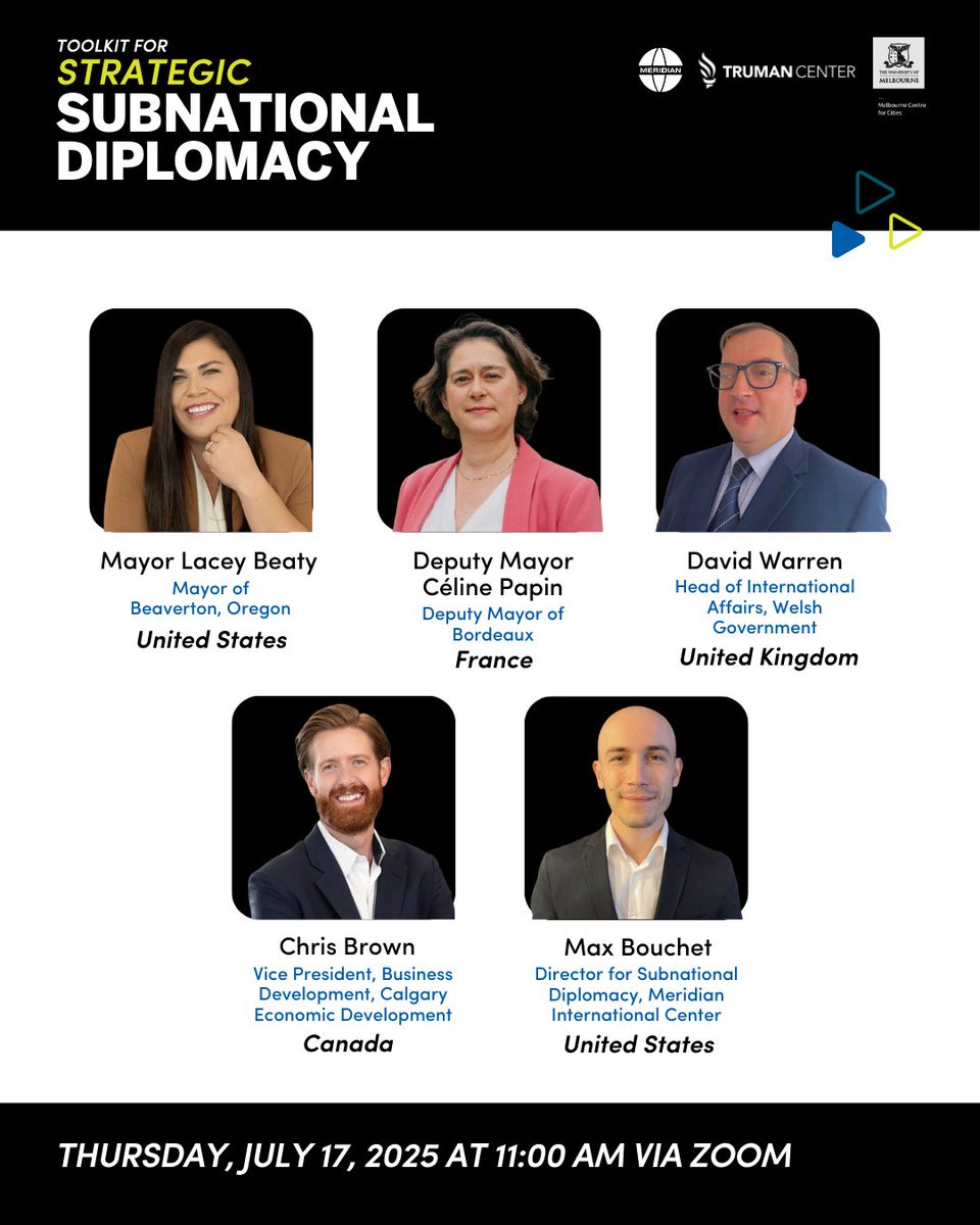 MeridianIntl's tweet image. Local leaders are driving global impact. Join us with @TrumanCenter &amp;amp; @networkedcities on July 17 for the launch of “Global Engagement, Local Benefits,” a new toolkit to help city, state &amp;amp; local leaders build strategic global partnerships that deliver at home. Register here:…
