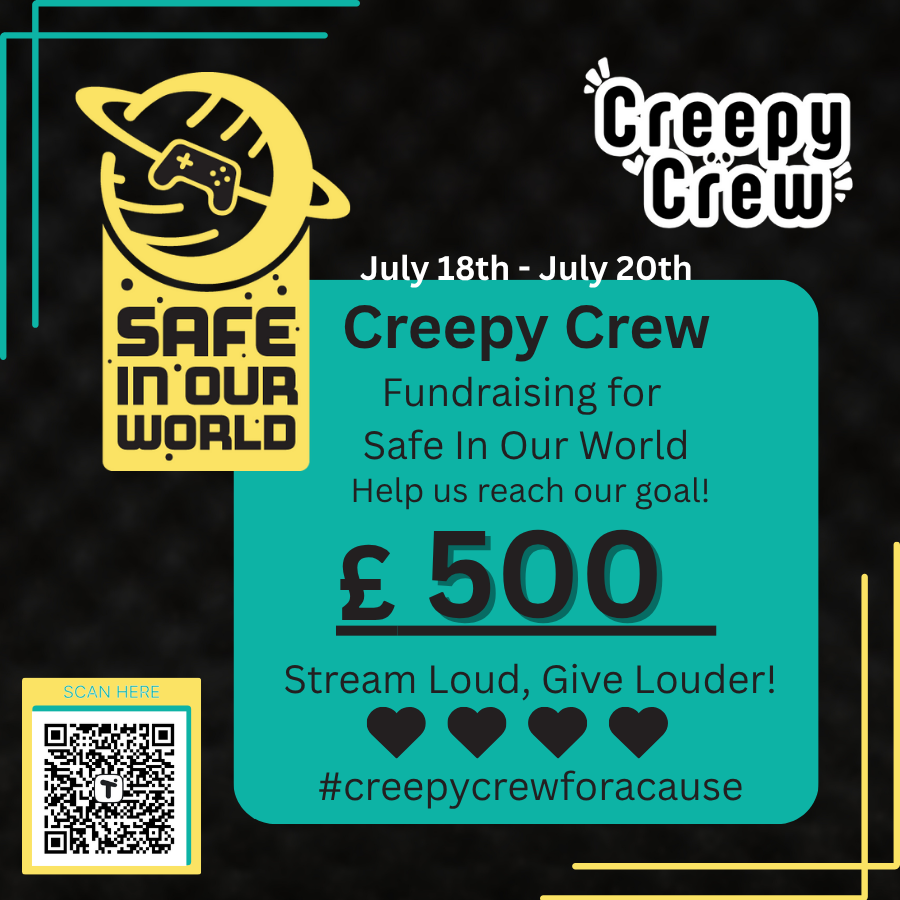 Creepy Crew (@thecreepy_crew) on Twitter photo Starting the 18th - the 20th we're raising funds for <a href="/SafeInOurWorld/">Safe In Our World</a> !!
Come hang out as we do a 48 hour raid train!
Schedules to be posted soon! Starting the 18th - the 20th we're raising funds for <a href="/SafeInOurWorld/">Safe In Our World</a> !!
Come hang out as we do a 48 hour raid train!
Schedules to be posted soon!