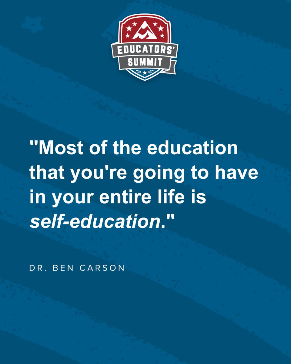 tpusaacademy's tweet image. The primary educator in your life is YOU. 🎓
@RealBenCarson reminds us: don’t rely solely on degrees or classrooms. Take full responsibility for your education and pursue a life of continual growth and wisdom.