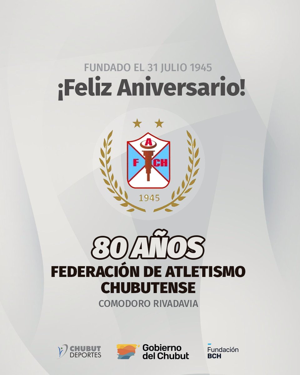 Feliz 80° Aniversario Federación de Atletismo Chubutense  🎉
#aniversario #club #chubutdeportes #ComodoroRivadavia