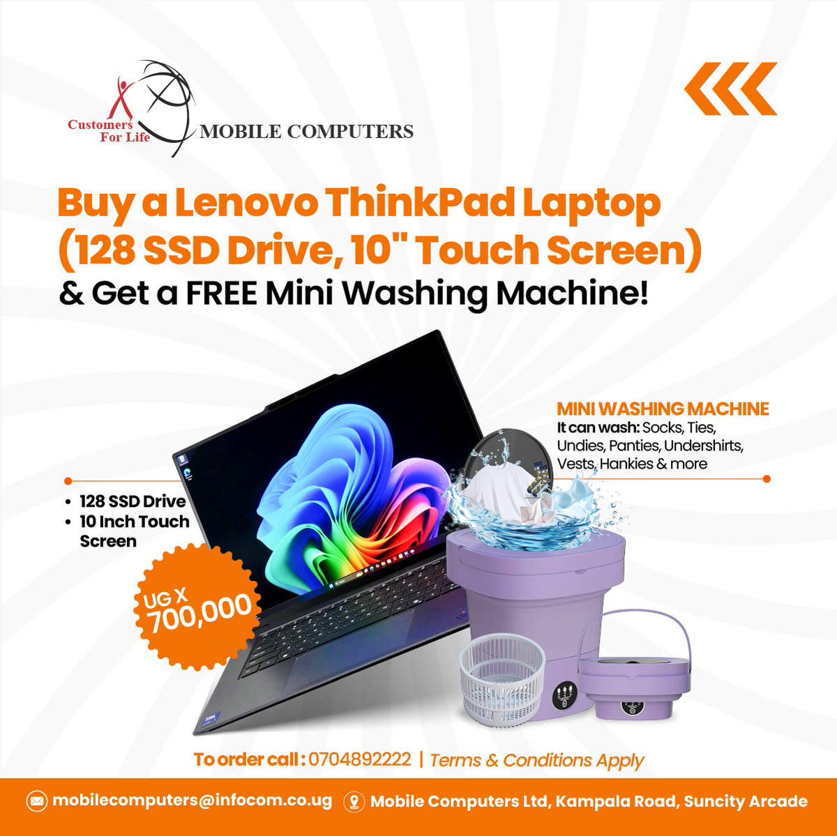mobil_computers's tweet image. Two amazing deals in one!  Grab a Lenovo ThinkPad and take home a FREE Mini Washing Machine! Perfect for socks, undies &amp;amp; more. 

Hurry, offer won’t last!  To order now 📞 0704892222 #UnbeatableOffer #KampalaTech #MobileComputers