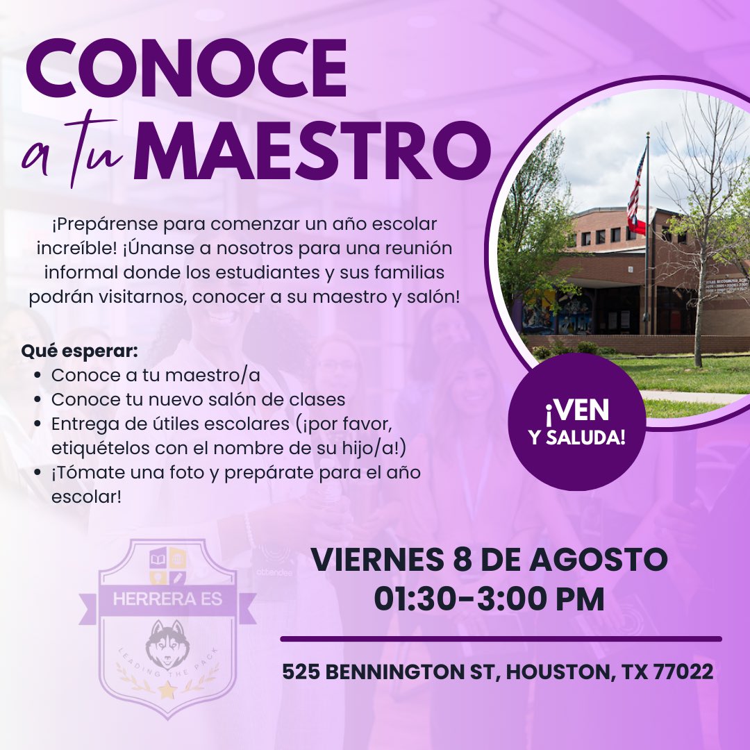 🎉📚Meet Your Teacher!📚🎉
Join us for a casual Meet &amp; Greet where students and families can swing by, meet their teacher, &amp; get a sneak peek of the classroom!

We can’t wait to see you there—let’s make this the best school year yet! 🎒✏️🍎
See the flyer below for more details!