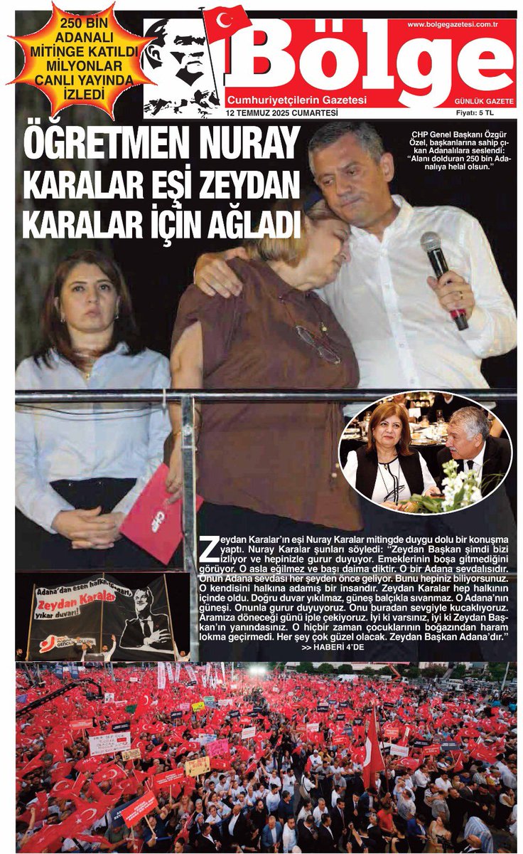 bolgegazetesi.com.tr
#adana 
#ZeydanKaralar 
#nuraykaralar