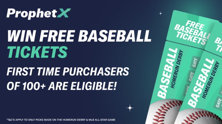 The <a href="/PlayProphetX/">ProphetX</a> Baseball Giveaway 🎫⚾️🎁

ProphetX is offering an amazing mid-summer giveaway for this year's Homerun Derby and All Star Game Events!

You will have the chance to win (2) tickets to any regular season baseball game of your choice!

All you need to do is make a