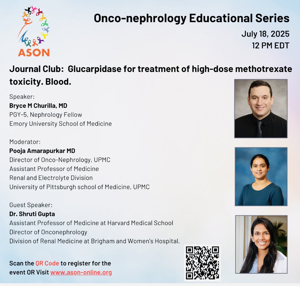 American Society of Onconephrology (@onconephsociety) on Twitter photo Join us for a spectacular journal club discussion on one of the important articles on “Glucarpidase for treatment of high-dose methotrexate toxicity” by <a href="/BryceChurilla/">Bryce C</a>; moderated by <a href="/PAmarapurkar/">Pooja Amarapurkar</a>
Guest speaker: the lead author herself <a href="/ShrutiGkidney/">Shruti Gupta</a> ! Join us for a spectacular journal club discussion on one of the important articles on “Glucarpidase for treatment of high-dose methotrexate toxicity” by <a href="/BryceChurilla/">Bryce C</a>; moderated by <a href="/PAmarapurkar/">Pooja Amarapurkar</a>
Guest speaker: the lead author herself <a href="/ShrutiGkidney/">Shruti Gupta</a> !