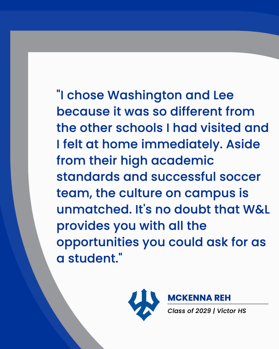 Our final commit in our 2029 class for #FreshmanFriday is McKenna Reh! See why she chose W&amp;L!
We can’t wait for her to be to Lexington in August and to welcome her to the team! #ForTheBoo

⚽️ RNYFC GA
🎓 Victor High School 
📚 Biology/Pre-Med