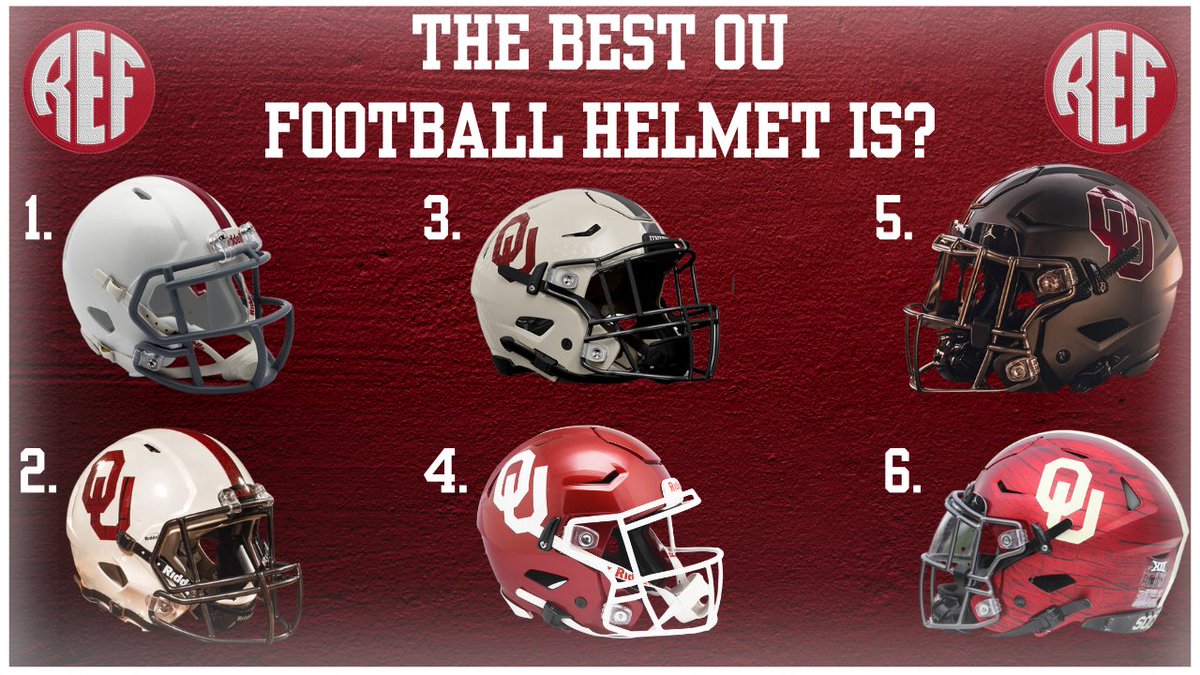 KREFsports's tweet image. PICK TWO: What’s your two-favorite OU football helmets?