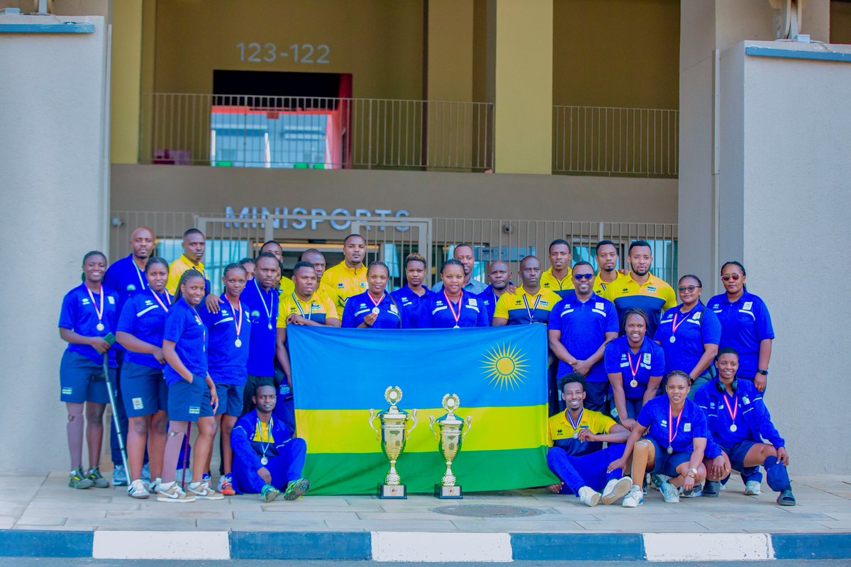 Earlier today, Ag. DG. of Sports Development, Gervais MUNYANZIZA, welcomed back National Sitting Volleyball Teams (Men &amp; Women) from the African Championship and congratulated them on their incredible performance. The women’s team are African champions 🏆, while the men claimed