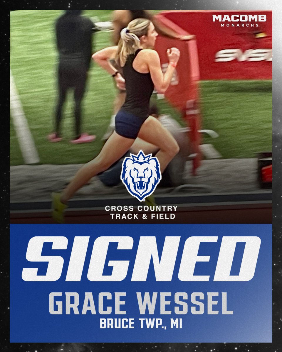 MacombMonarchs's tweet image. 𝑺𝒊𝒈𝒏𝒆𝒅 🖊️🏃♀️
Grace Wessel, a transfer who earned All-Region, All-MCCAA and NJCAA First Team Academic All-American honors in 2023, has signed with Macomb Cross Country and Track & Field! Another big addition to the team for Matt Fecht and the Monarchs!
#WeReign #NJCAAXCTF