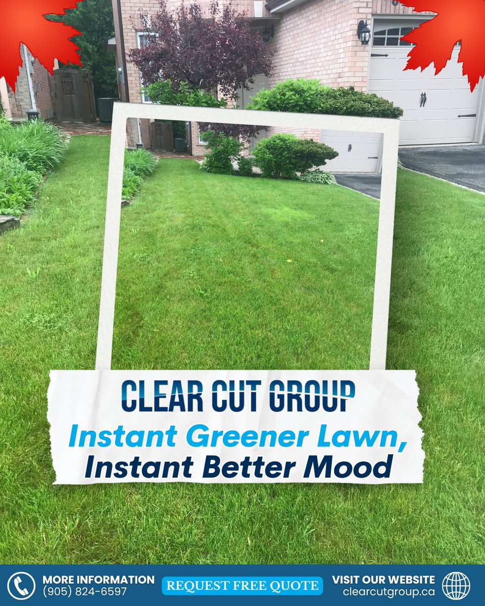 Clearcutgroup's tweet photo. A lush, green lawn isn’t just about curb appeal—it actually lifts your spirits.
📲 Request your free quote today and let’s make it happen!

 #LawnCareExperts #ClearCutGroup #OutdoorLiving #Landscaping  #Oakville #Mississauga #Brampton #Etobicoke #Georgetown #Burlington #Milton https://t.co/gXtPElyXtr