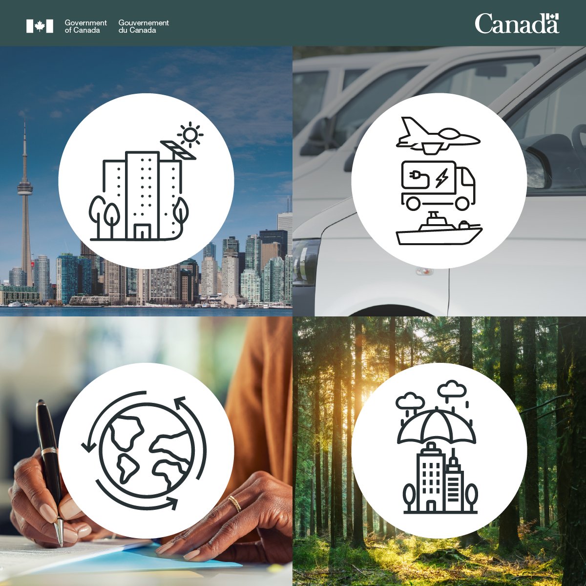 TBS_Canada's tweet image. Are you familiar with the #GC's Greening Government Strategy? 🌿 It includes targets for real estate property, fleet vehicles, procurement, and climate resilience.
To learn more, visit: ow.ly/uAPO50Womlc