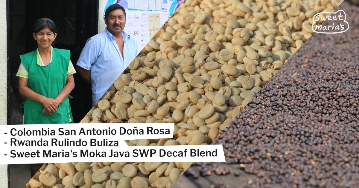 A Colombian coffee with delicate, honeyed sweetness, a bright Rwandan lot with hints of fruit, and our creamy, bittersweet decaf Moka Java blend are today’s latest additions!

Shop now: sweetmarias.com/catalogsearch/…
