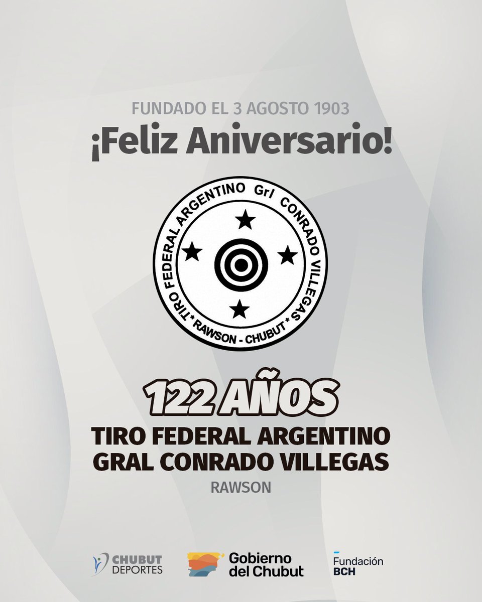 Feliz 122° Aniversario Club Tiro Federal Argentino Conrado Villegas 🎉💙🧡
#aniversario #club #chubutdeportes