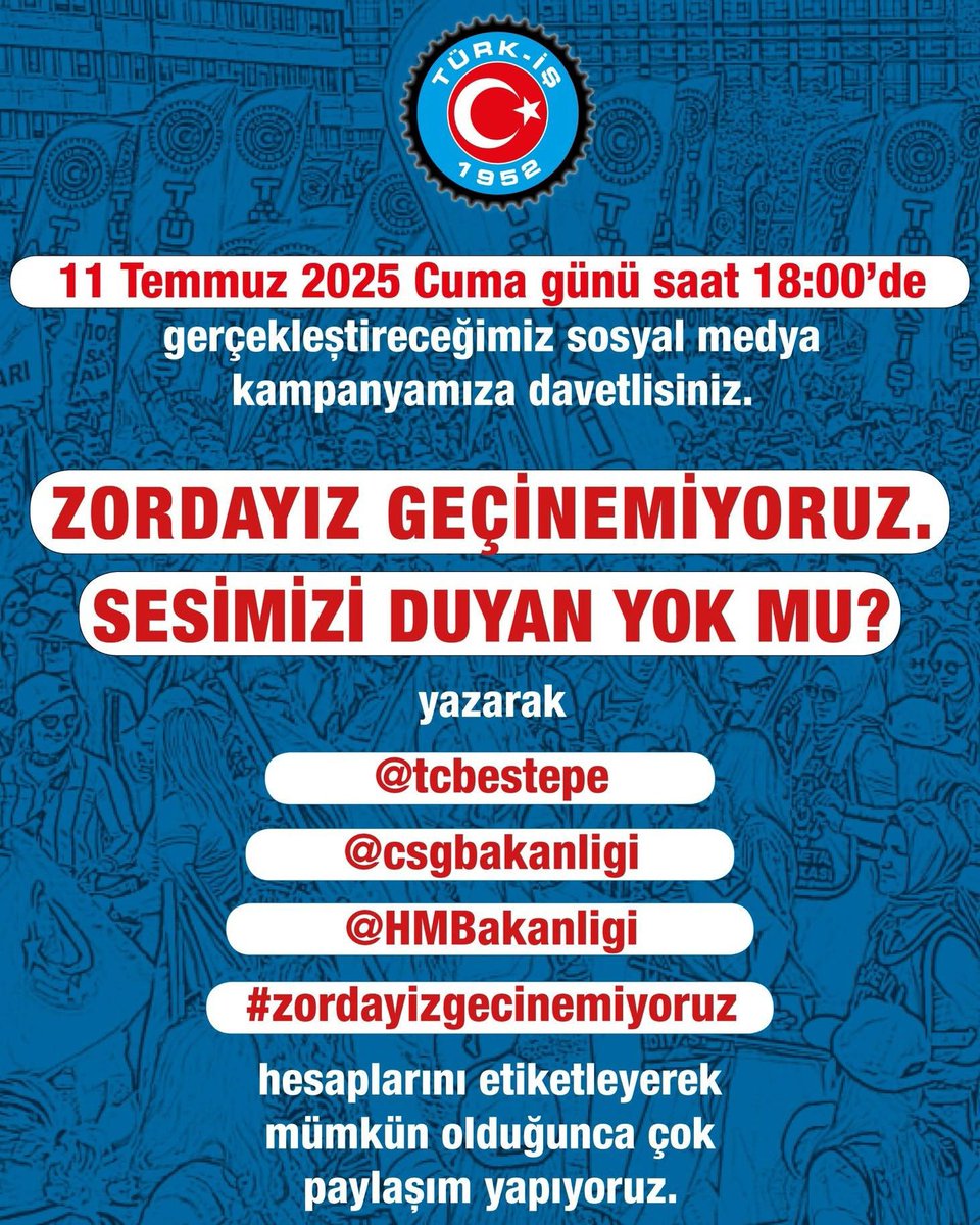 🟢600 bin kamu işçisinin sesi olmaya devam ediyoruz!
🔵1800 TL net taban ücret ve %50 zam alınana kadar mücadelemiz sürecek!
🟠Gün birlik günü! Direne direne kazanacağız.
🥎İnadına mücadele diyenler yön verir. 
🌔masa susarsa, meydan konuşur
#zordayizgecinemiyoruz
<a href="/turkiskonf/">TÜRK-İŞ</a>