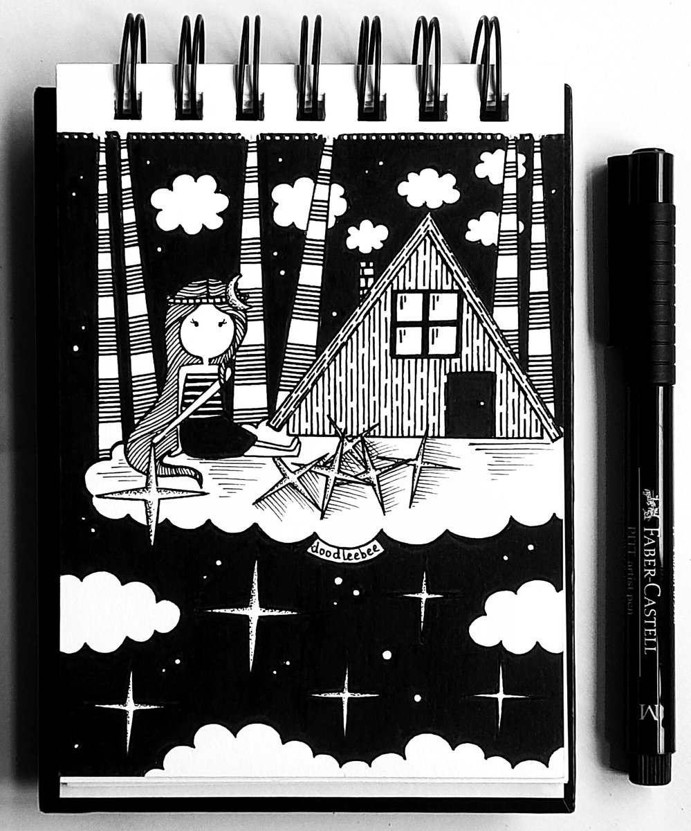 pri_silver's tweet image. Just gonna stay in the clouds,
Sending stars into the vast skies.
Maybe someone, somewhere, will look up
And see it as a light in their dark night.
#Doodleebee #whimsical #inkart #art