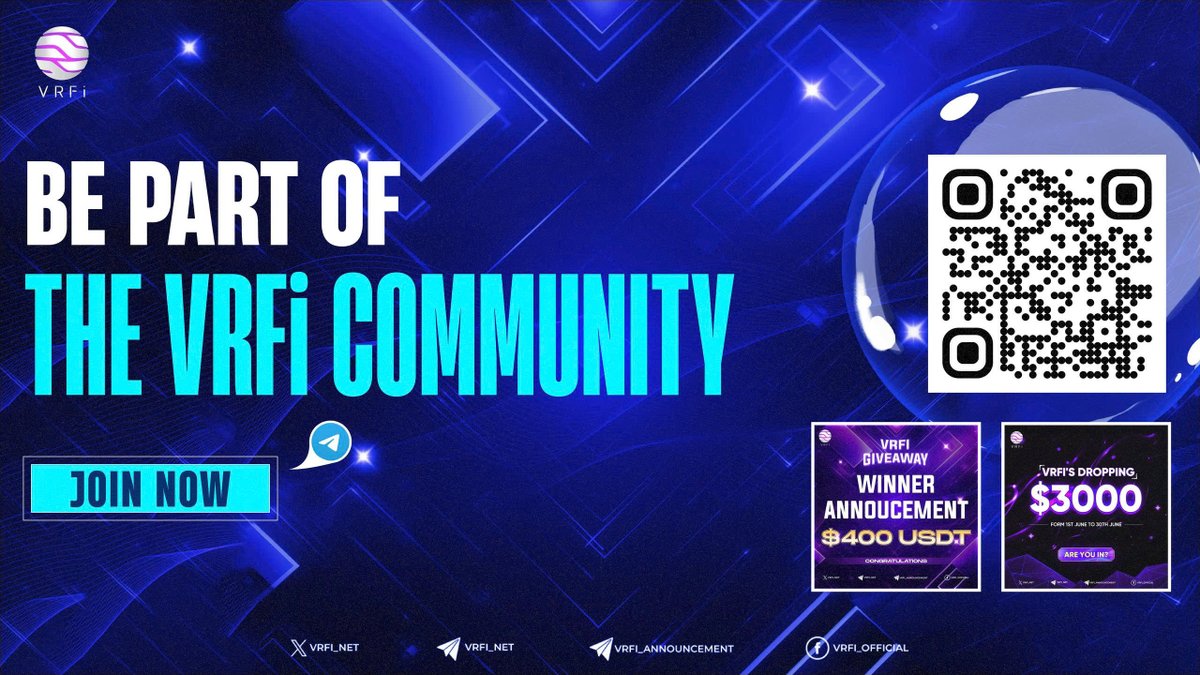 VRFi_net's tweet photo. 🚀BE PAFT OF THE VRFI COMMUNITY ON TELEGRAM 🚀
👉 Join the VRFi Telegram community today — don’t miss your chance to win rewards and stay ahead with the latest news!
🔥Build a strong VRFi community: https://t.co/G07b9Gf1Nk
#VRFI https://t.co/atPsjla2rQ