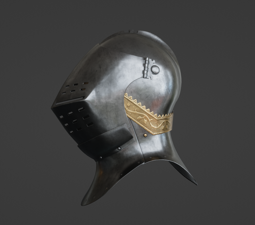 Knights_Path's tweet image. Brow plate decoration.
Apparently not that common in the late 15th century, but it is an optional customization and it helps our great bascinets to feel more cohesive, bridging the stylistic gap so they appear from a closer, more unified era.
