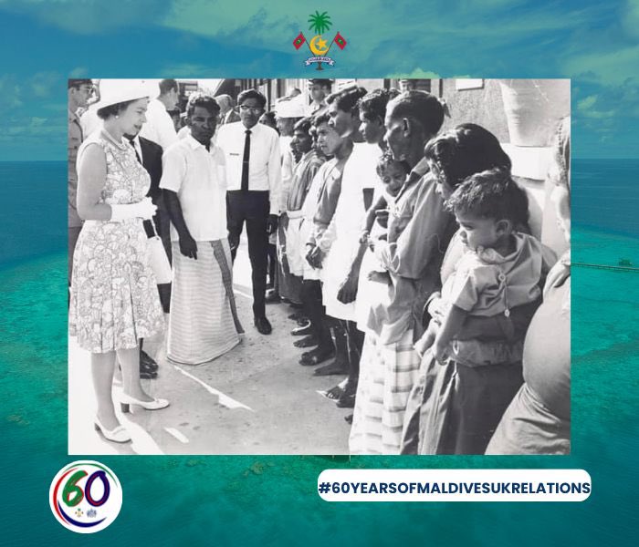 Her Late Majesty Queen Elizabeth II became the first reigning British monarch to visit the Maldives, on 13 March 1972. Her Late Majesty, accompanied by His Royal Highness The Duke of Edinburgh, arrived aboard the Royal Yacht Britannia and was warmly welcomed by President Ibrahim