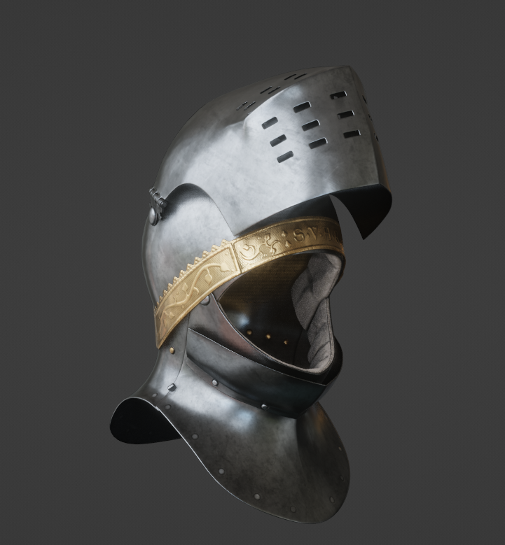 Knights_Path's tweet image. Brow plate decoration.
Apparently not that common in the late 15th century, but it is an optional customization and it helps our great bascinets to feel more cohesive, bridging the stylistic gap so they appear from a closer, more unified era.
