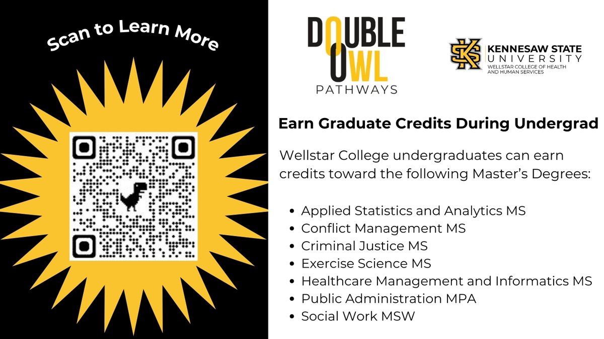 Thinking about grad school? The Double Owl Program helps you accelerate your journey by combining your undergraduate and graduate degrees—saving time and money! Take the next step toward your future today. ow.ly/5I8A50UVMeQ