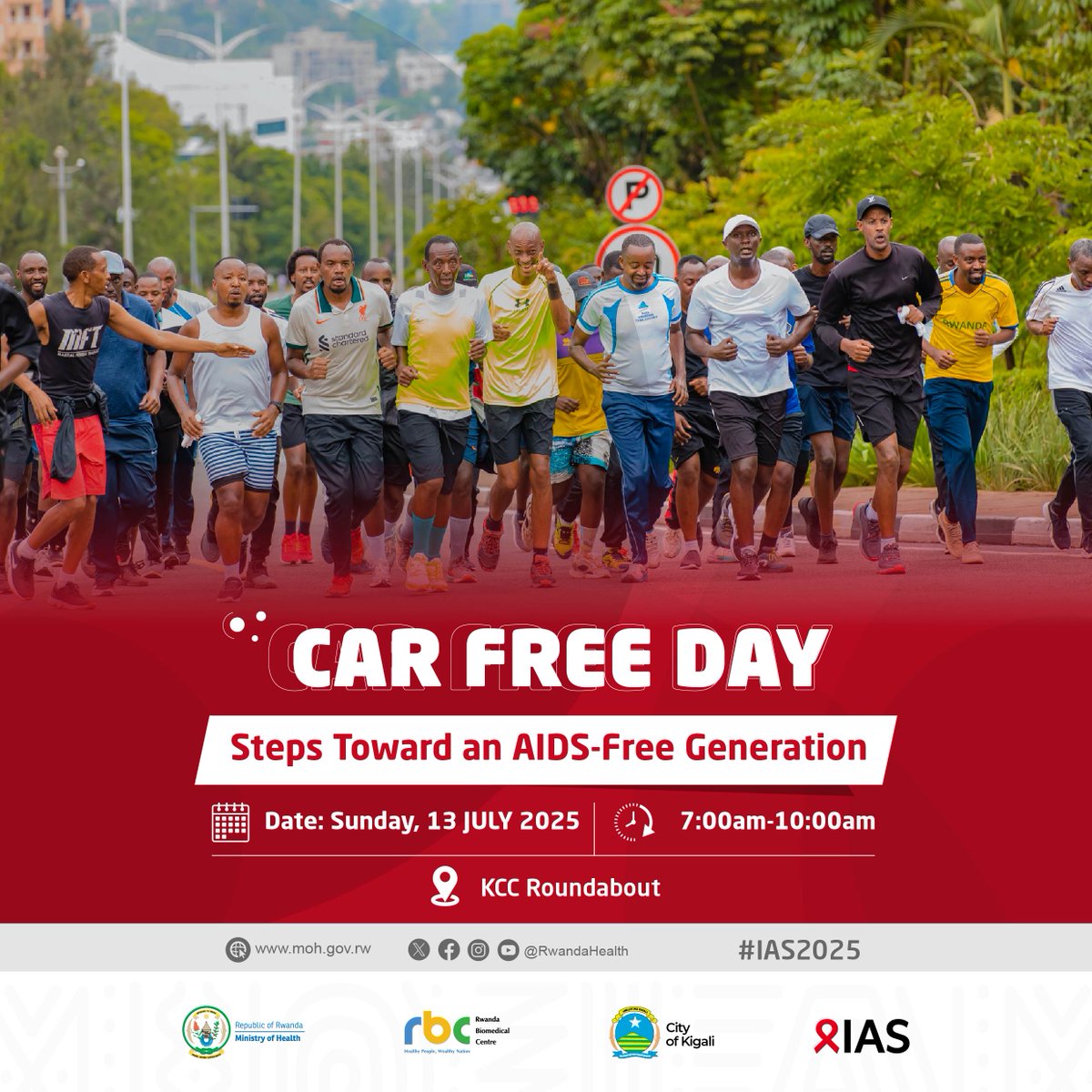 Rwanda Biomedical Centre (@rbcrwanda) on Twitter photo Are you attending #IAS2025?
Are you a <a href="/CityofKigali/">City of Kigali</a> resident & #CarFreeDay fan?
Do not miss the upcoming bi-monthly Car Free Day as we take bold steps toward an AIDS-free generation!
📅Date: Sunday, 13 July 2025
🕖Time: 7:00 AM
📌Location: BK Arena - Kigali Heights (KCC) Are you attending #IAS2025?
Are you a <a href="/CityofKigali/">City of Kigali</a> resident & #CarFreeDay fan?
Do not miss the upcoming bi-monthly Car Free Day as we take bold steps toward an AIDS-free generation!
📅Date: Sunday, 13 July 2025
🕖Time: 7:00 AM
📌Location: BK Arena - Kigali Heights (KCC)