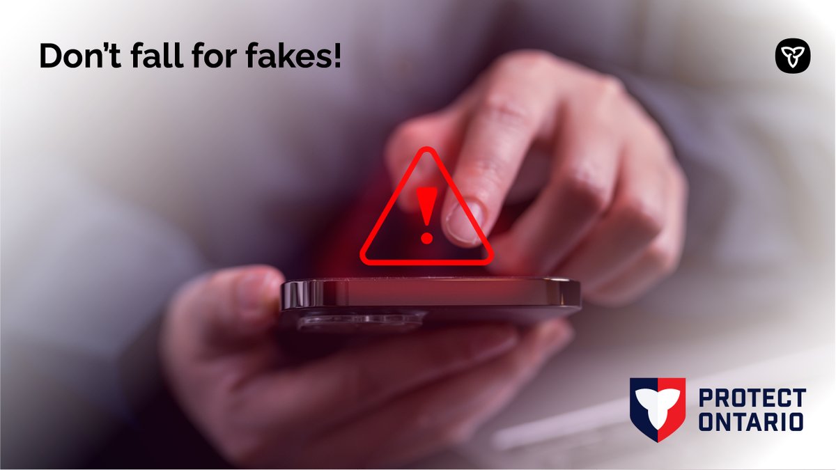 Don’t fall for fakes!
The Government of Ontario will never contact you to ask you for personal, banking, or health information.

When in doubt, give us a shout!
Ontario.ca/scams