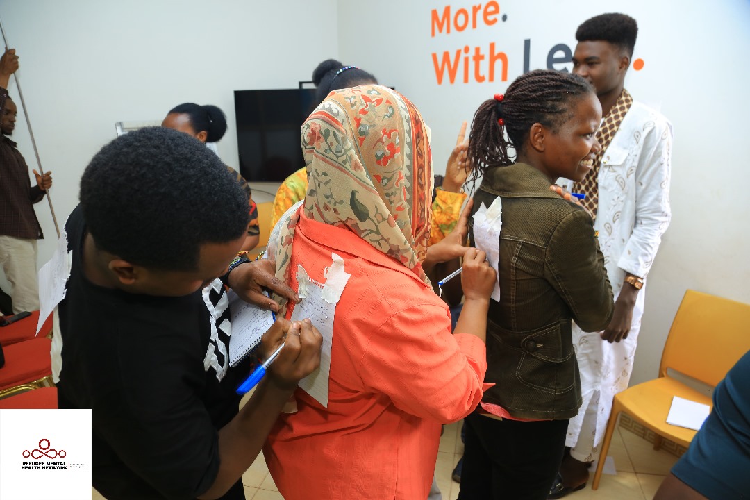 RefugeeMHNetwrk's tweet image. Today's mental health training with refugee & host community youth was impactful. It was led by @Birah_sharon, they learned simple tools like journaling, affirmation to manage emotional well-being. Now, they're stepping up as mental health ambassadors to support their communities
