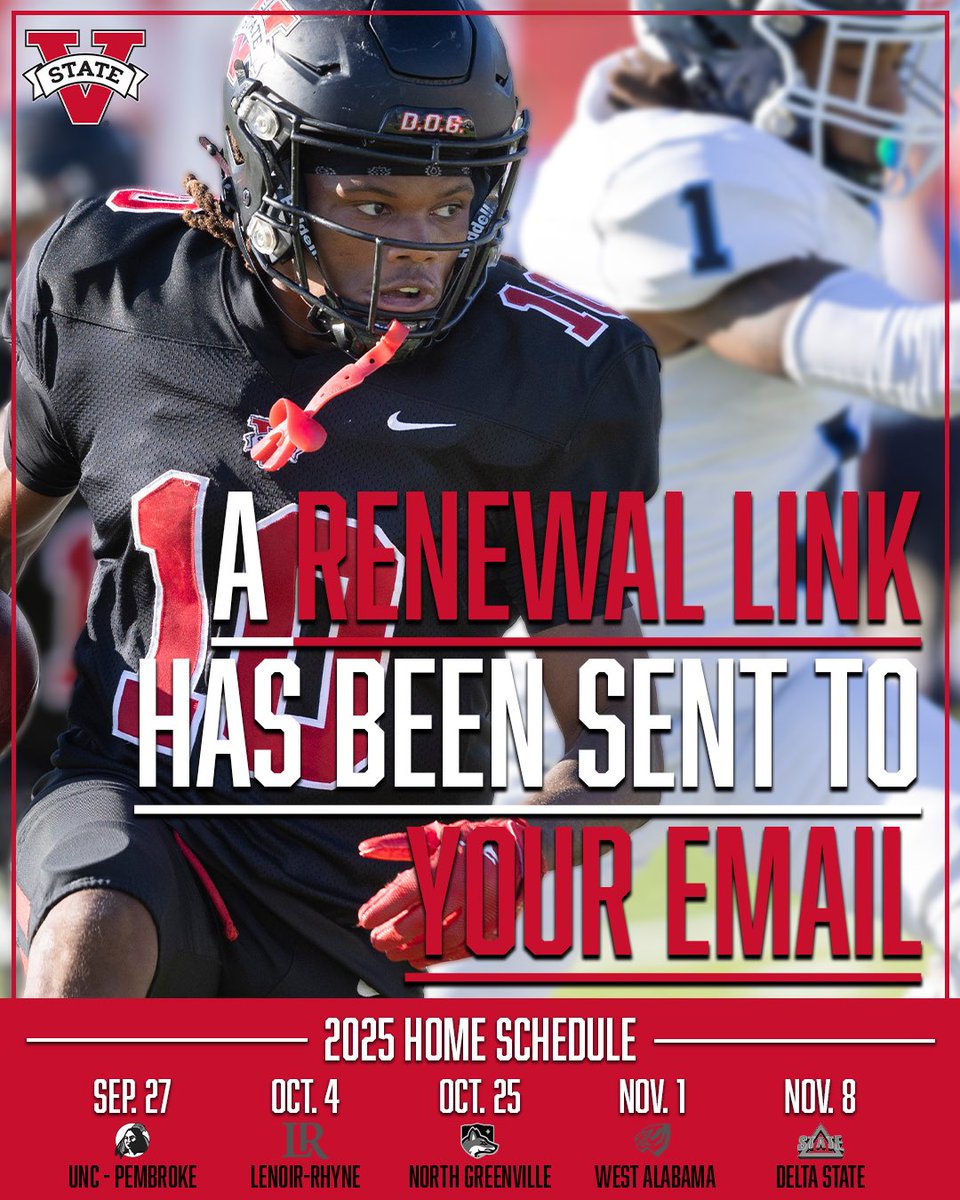 Valdosta State Blazers (@blazerathletics) on Twitter photo ๐๐ฆ๐ฏ๐ฆ๐ธ๐ข๐ญ๐ด ๐ข๐ณ๐ฆ ๐ถ๐ฏ๐ฅ๐ฆ๐ณ๐ธ๐ข๐บ!
Season ticket holders check your email for instructions on how to renew your season tickets. For questions please contact the Blazer Box office at (229) 333-SEAT or vmhardin@valdosta.edu
#GOBLAZERS๐ฅ | #TitleTownUSA ๐๐ฆ๐ฏ๐ฆ๐ธ๐ข๐ญ๐ด ๐ข๐ณ๐ฆ ๐ถ๐ฏ๐ฅ๐ฆ๐ณ๐ธ๐ข๐บ!
Season ticket holders check your email for instructions on how to renew your season tickets. For questions please contact the Blazer Box office at (229) 333-SEAT or vmhardin@valdosta.edu
#GOBLAZERS๐ฅ | #TitleTownUSA