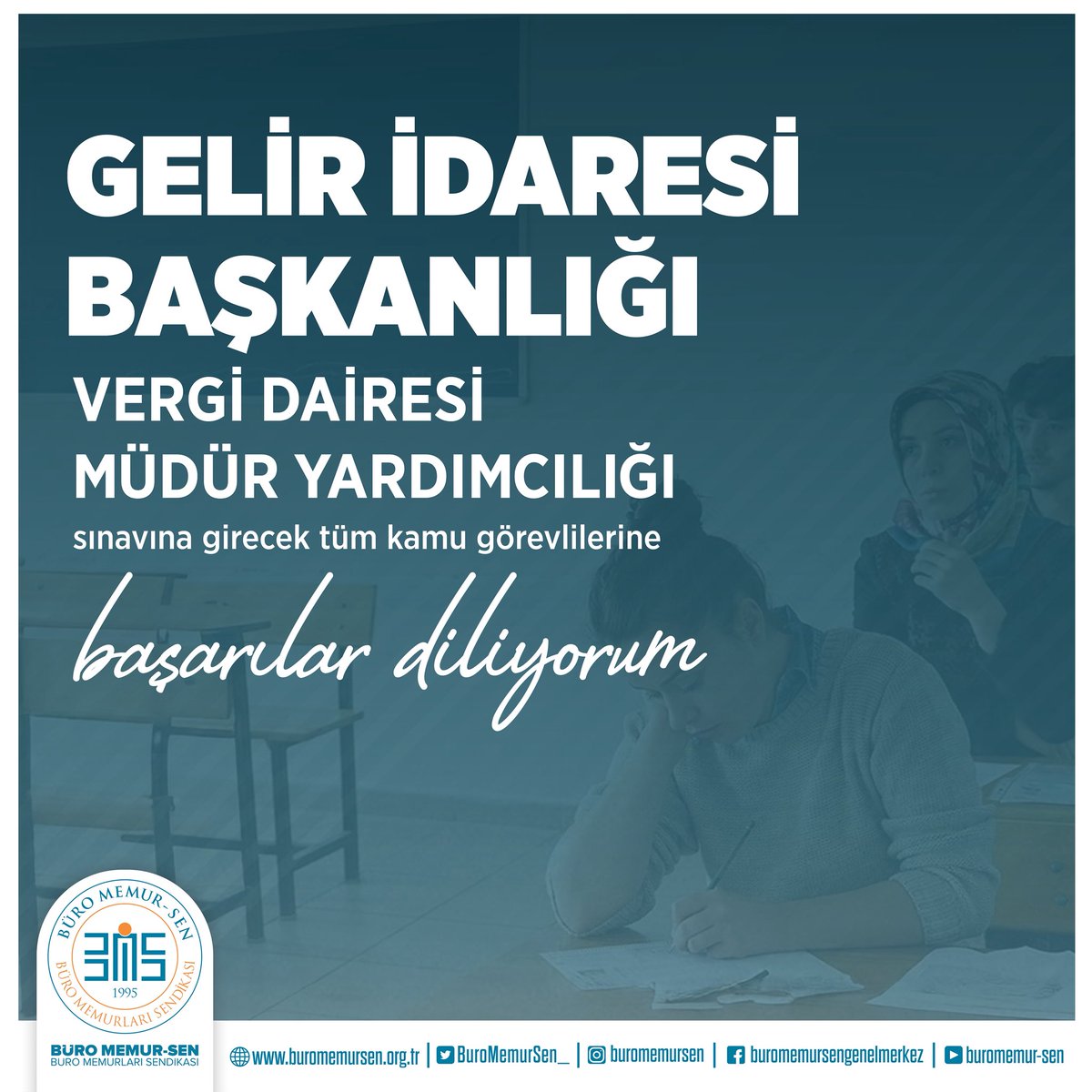 Gelir İdaresi Başkanlığı tarafından düzenlenecek Vergi Dairesi Müdür Yardımcılığı Sınavı’na katılacak tüm adaylara başarılar; sınavda görev alacak kamu görevlilerine kolaylıklar diliyorum.
