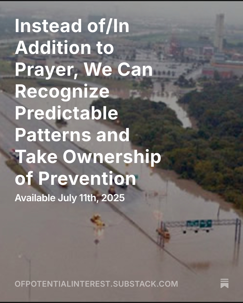 kevindreed's tweet photo. The weather patterns are known. The geology is known. The flash flood risk is known and demonstrated. Draught impacts are known. Climate impacts are known. I can say as an everyday person that there will very likely be major floods in the region again within 10 years. https://t.co/mrMJ2wkdgE