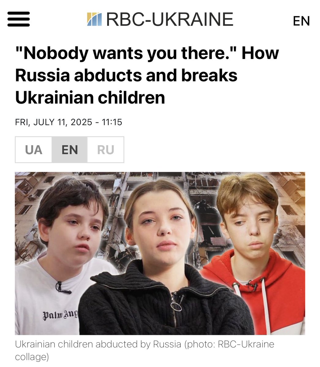 BringKidsBackUA's tweet image. Russia has illegally deported thousands of children from Ukraine over 3,5 years of war. What those who managed to return are saying, and how they are being reintegrated into Ukrainian society - read in the material by @NewsUkraineRBC:
newsukraine.rbc.ua/analytics/they…