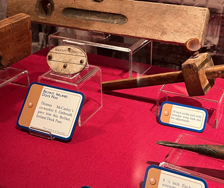 Just across from the aft Grand Staircase at our Museum in Pigeon Forge, TN, you'll find..., you’ll find vintage woodworking tools—the kind craftsmen would’ve used to create the intricate designs in those hand-carved pieces. A tribute to the skill behind Titanic’s beauty. 🪚🛠️